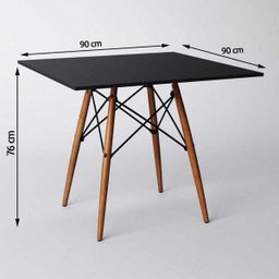 Conjunto de Mesa Eames Tampo Quadrado Preto 90cm 4 Cadeiras Pretas - 3