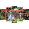 Quadro Decorativo Paisagem Floresta Com Cachoeira 5 Peças - 1