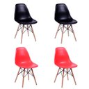 Ver imagem 2 de Conjunto Sala de Jantar Eames Tampo Quadrado Preto 90cm - 4 Cadeiras: 2 Pretas , 2 Vermelhas