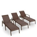 Ver imagem 1 de Kit 3 Espreguiçadeira Piscina Alumínio Marrom Tela Marrom