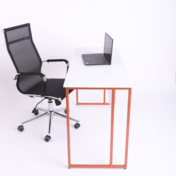 Mesa Escrivaninha para Escritorio Estilo Industrial Metal Rose Gold Mdf Branco - 3