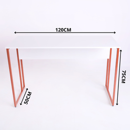 Mesa Escrivaninha para Escritorio Estilo Industrial Metal Rose Gold Mdf Branco - 7