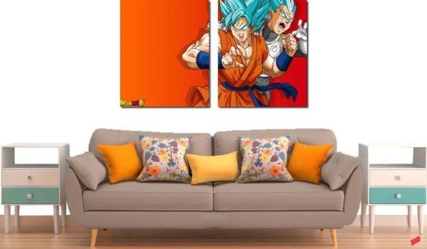 Quadro Decorativo Dragon Ball Z Goku Super Sayajin 2 peças m15