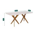 Ver imagem 3 de Mesa para Sala de Jantar 180cm com Vidro Cacau Bege/Off White