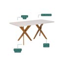 Ver imagem 4 de Mesa para Sala de Jantar 180cm com Vidro Cacau Bege/Off White