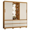 Ver imagem 3 de Guarda Roupa Solteiro Atena 2 Portas 6 Gavetas Flex Cinamomo/off White com Led – Móveis Albatroz