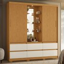 Ver imagem 2 de Guarda Roupa Solteiro Atena 2 Portas 6 Gavetas Flex Cinamomo/off White com Led – Móveis Albatroz