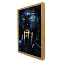 Ver imagem 1 de Quadro Decorativo Mulher Azul e Dourada em Moldura Caixa Tacolado Moldura Caixa 3cm Freijó com Vidro