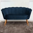 Ver imagem 4 de Namoradeira Decorativa Pétala Veludo Azul Marinho Pés Madeira Ms Decor