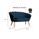 Ver imagem 3 de Namoradeira Decorativa Pétala Veludo Azul Marinho Pés Madeira Ms Decor