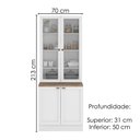 Ver imagem 3 de Paneleiro Cristaleira 4 Portas 213x70 Cm Unna Branco Poliman