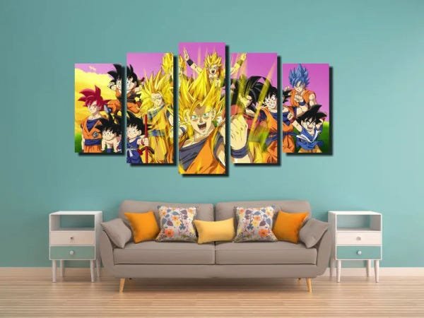 Quadro Dragon Ball goku super sayajin 5 Peças Para Sala - 2