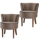Ver imagem 1 de Kit 2 Poltronas Decorativas Base de Madeira Ayla Veludo Marrom Claro - Gran Belo