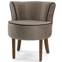 Ver imagem 2 de Kit 2 Poltronas Decorativas Base de Madeira Ayla Veludo Marrom Claro - Gran Belo