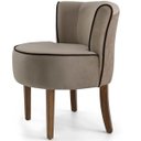 Ver imagem 3 de Kit 2 Poltronas Decorativas Base de Madeira Ayla Veludo Marrom Claro - Gran Belo
