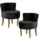 Ver imagem 1 de Kit 2 Poltronas Decorativas Base de Madeira Ayla Veludo Preto - Gran Belo