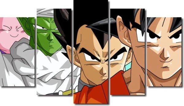 Quadro dragon ball goku super sayajin 5 pecas para sala