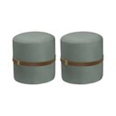 Ver imagem 1 de Kit 2 Puff Decorativo Old com Cinto Estofado em Veludo Cinza