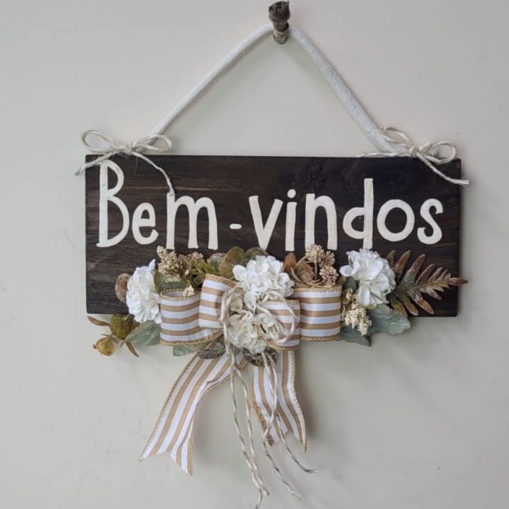 Placa de Madeira Bem Vindos 40x30