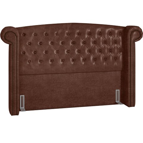 Cabeceira Cama Box Casal King 195 cm P05 Sofia Corino Marrom - Lyam Decor