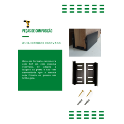 Kit P/ Porta Celeiro 2 Roldanas Aparente - Cantoneira 1,10 M - Preto - Al-fer - 3