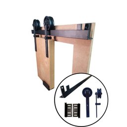 Kit P/ Porta Celeiro 2 Roldanas Aparente - Cantoneira 1,10 M - Preto - Al-fer - 1