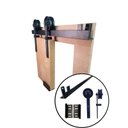 Ver imagem 1 de Kit P/ Porta Celeiro 2 Roldanas Aparente - Cantoneira 1,10 M - Preto - Al-fer