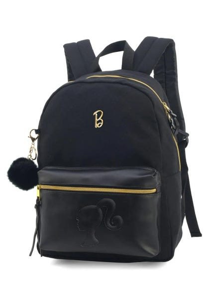 Mochila Barbie Preta Chaveiro Pom Pom Canvas Original | MadeiraMadeira