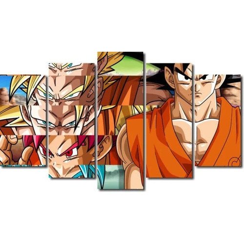 Quadro Decorativo Dragon Ball Z Goku Super Sayajin 5 Peças M20
