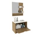 Ver imagem 4 de Armário de Banheiro 60 cm 1 Porta 1 Gaveta com Espelho Ripado BN3689 Amêndoa/Mármore Branco - Tecno