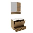 Ver imagem 5 de Armário de Banheiro 60 cm 1 Porta 1 Gaveta com Espelho Ripado BN3689 Amêndoa/Mármore Branco - Tecno