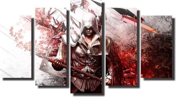 Quadro Decorativo Assassin's Creed Ezio 5 Peças Para Sala - 1