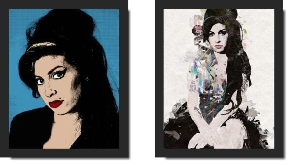 Quadros Decorativos Pop Art Amy Winehouse 2 peças - 1