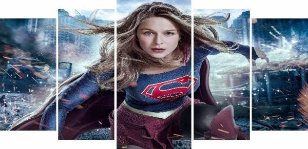 Quadros Decorativos Super Girl 5 peças - 1