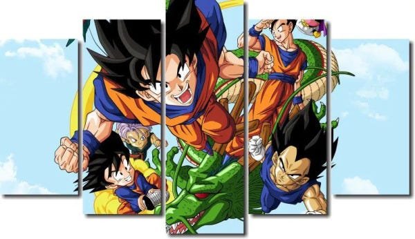 Quadro Decorativo Dragon Ball Z Goku Super Sayajin 5 Peças M8