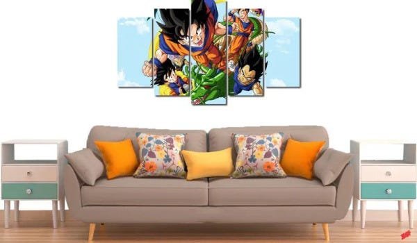 Quadro Decorativo Dragon Ball Z Goku Super Sayajin 5 Peças M8