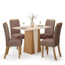 Ver imagem 5 de Mesa de Sala de Jantar Orus 4 Lugares Tampo MDF Cadeiras Bella Suede Amêndoa 120cm Móveis Henn