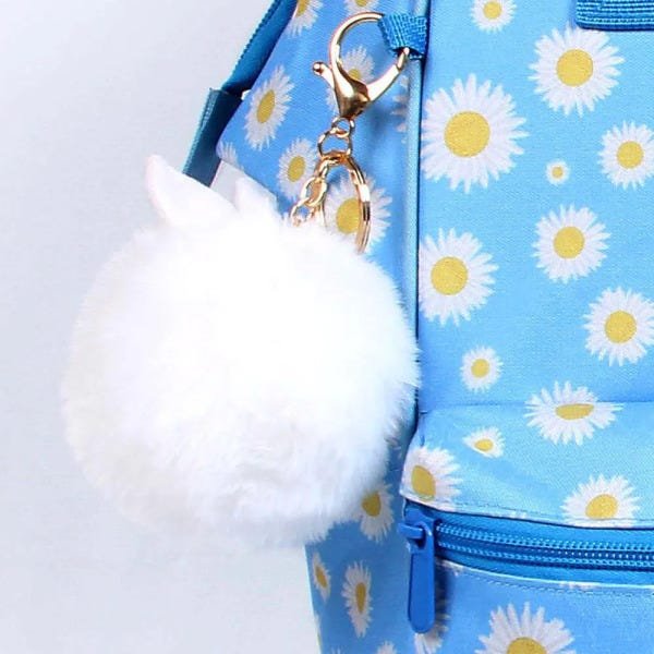 Mini mochila infantil com orelhas de gatinho azul nuvem de nylon