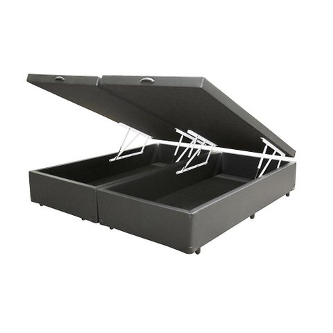 Cama Box Baú Casal Bipartido Corino Cinza