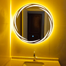 Espelho 4mm Led Quente 70cm Redondo Bivolt Decorativo Lavabo Closet Decoração Tecla Touch - 1