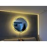 Espelho 4mm Led Quente 70cm Redondo Bivolt Decorativo Lavabo Closet Decoração Tecla Touch - 4