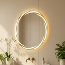 Ver imagem 1 de Espelho 4mm Led 3 cores 70cm Redondo Bivolt Decorativo Lavabo Closet Decoração Tecla Touch