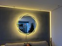 Ver imagem 3 de Espelho 4mm Led 3 cores 70cm Redondo Bivolt Decorativo Lavabo Closet Decoração Tecla Touch