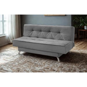 Sofá Cama 1,80m Flórida Suede Cinza Mirra Decor