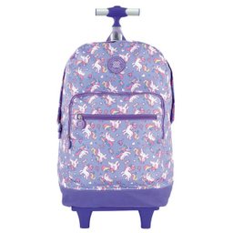 Mochila Escolar com Rodinhas Teen Unicórnio Semi Impermeável - Xeryus - Lilás - 1