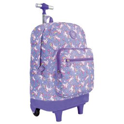 Mochila Escolar com Rodinhas Teen Unicórnio Semi Impermeável - Xeryus - Lilás - 2