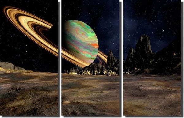 Quadros Decorativos Planeta Saturno 3 peças - 1