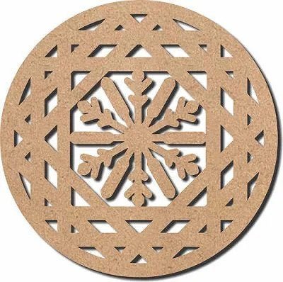 Escultura em Mdf Recorte Mandala Geométrico 60x60 M10 - 1