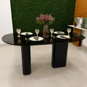 Ver imagem 4 de Mesa de Jantar Orgânica Cora 180x100cm Base Duplo Preto Laca Personal Art Design