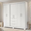 Ver imagem 1 de Guarda Roupa Casal 6 Portas 3 Gavetas 100% MDF Select Branco